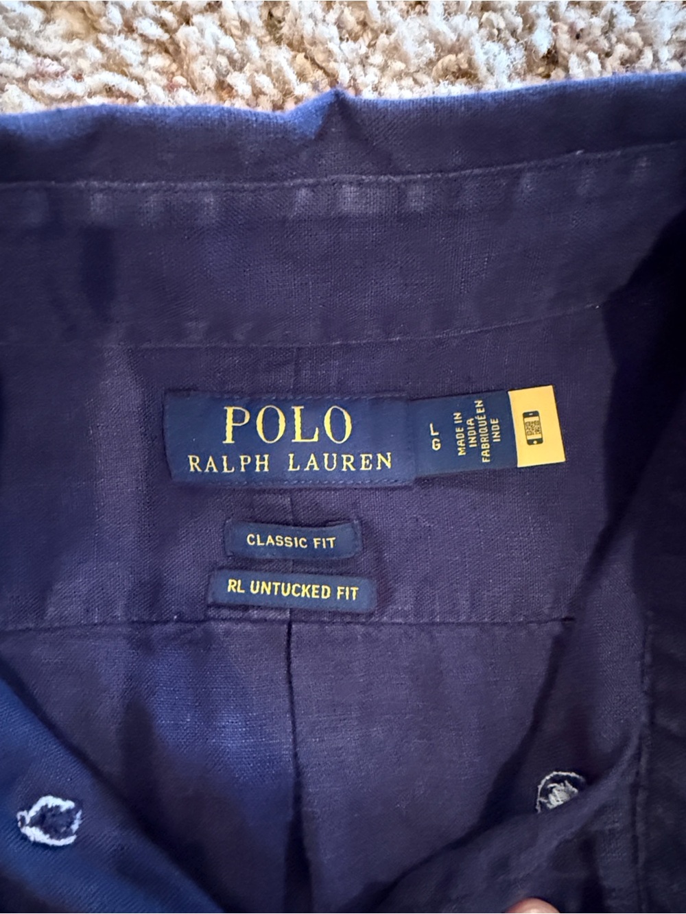 Polo by Ralph Lauren Navy Short-Sleeve Button-Down Shirt with Logo - Picture 2 of 3